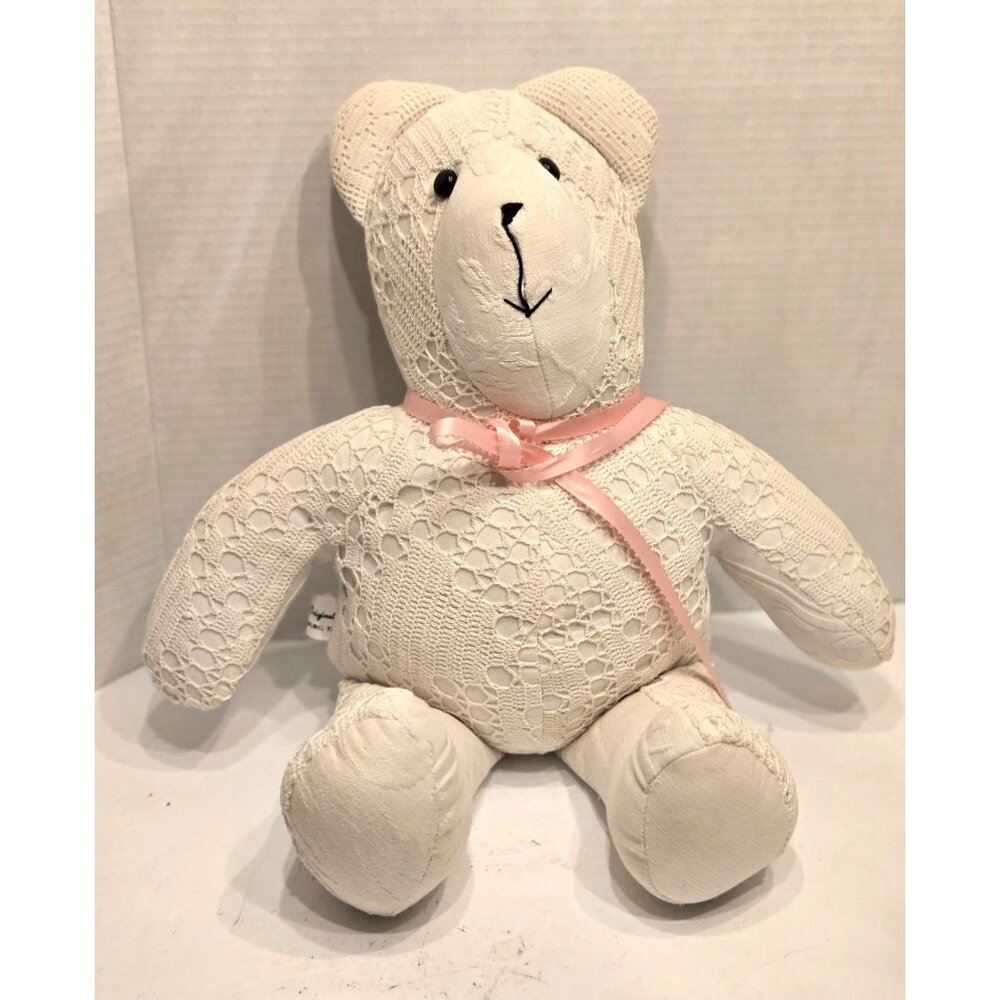 Absolutely Super Cute /Cream /Cotton Lace & Ribbon Patchwork Bear - Wedding. Bab